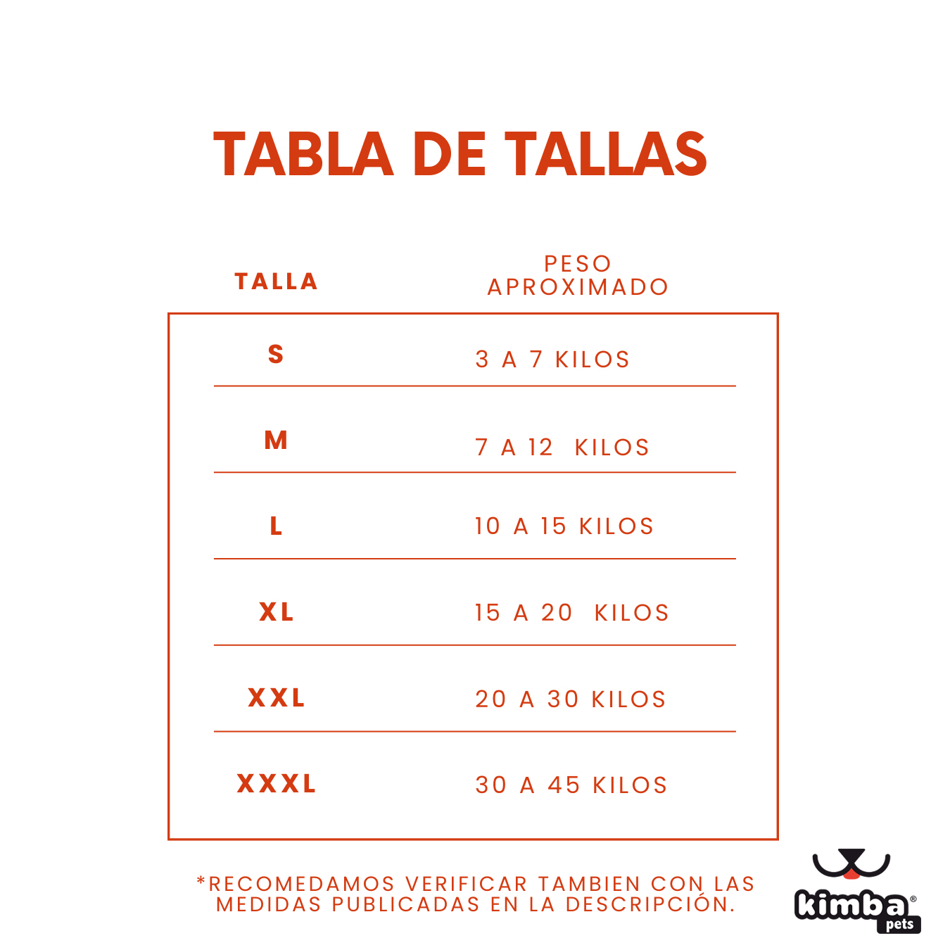 Post para Instagram Tabla de Talles Minimalista Rojo